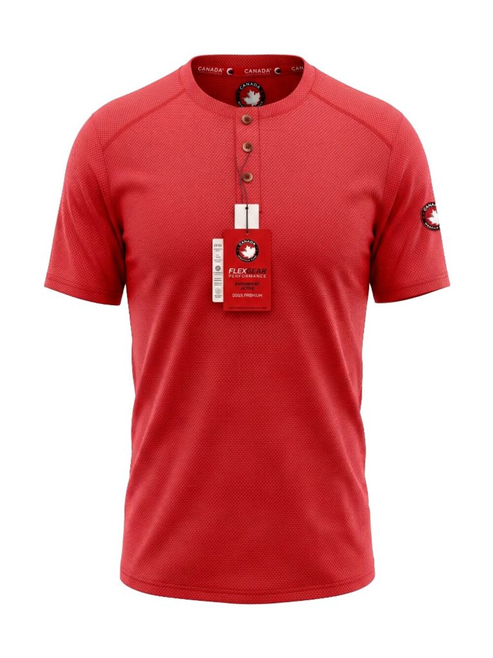 Canada Weather Gear Men Size M Performance Henley Shirt Red FlexGear Stretch NWT